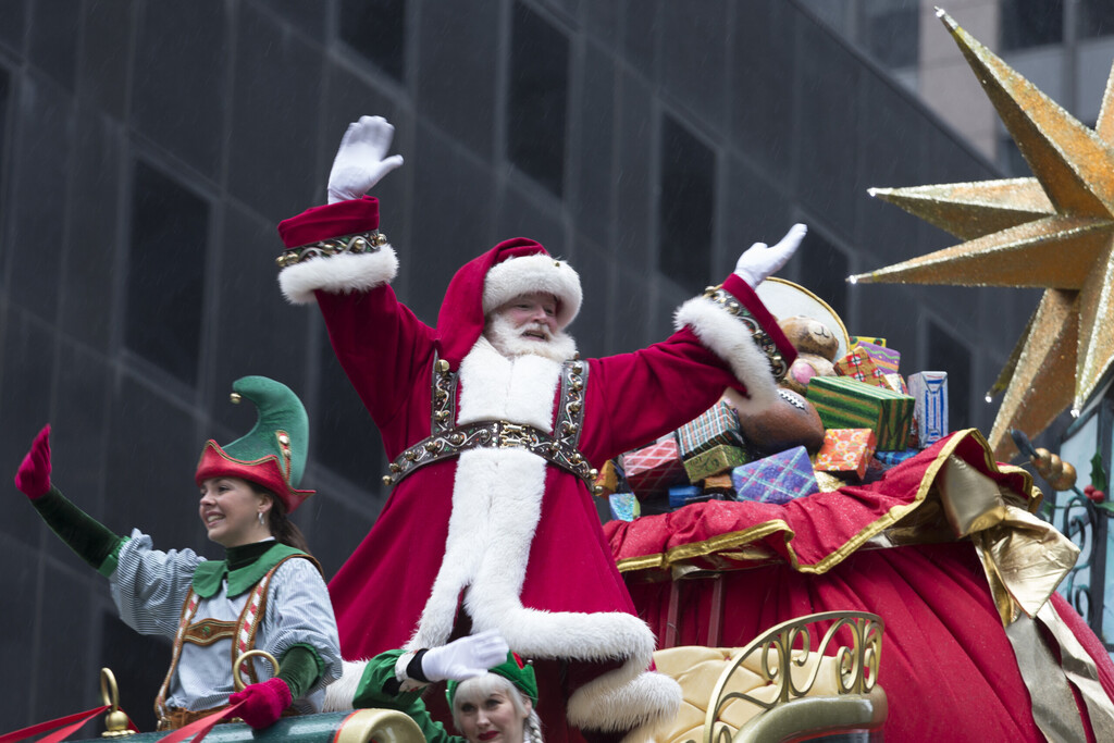New York, NY USA - November 27, 2014: Santa Claus rides float at the 88th Annual Macy's Thanksgiving Day Parade along 6th Avenue