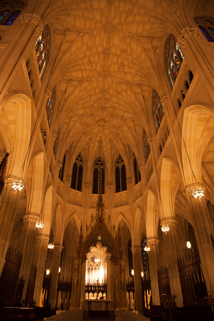 Saint Patrick's Cathedral, Inside, Arches, Stained Glass, New York City.2015 