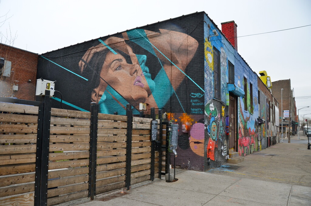 NEW YORK CITY - March 25, 2015: Mural art at East Williamsburg in Brooklyn on March 25, 2015. The Bushwick Collective has most diverse collection of street art in Brooklyn. 