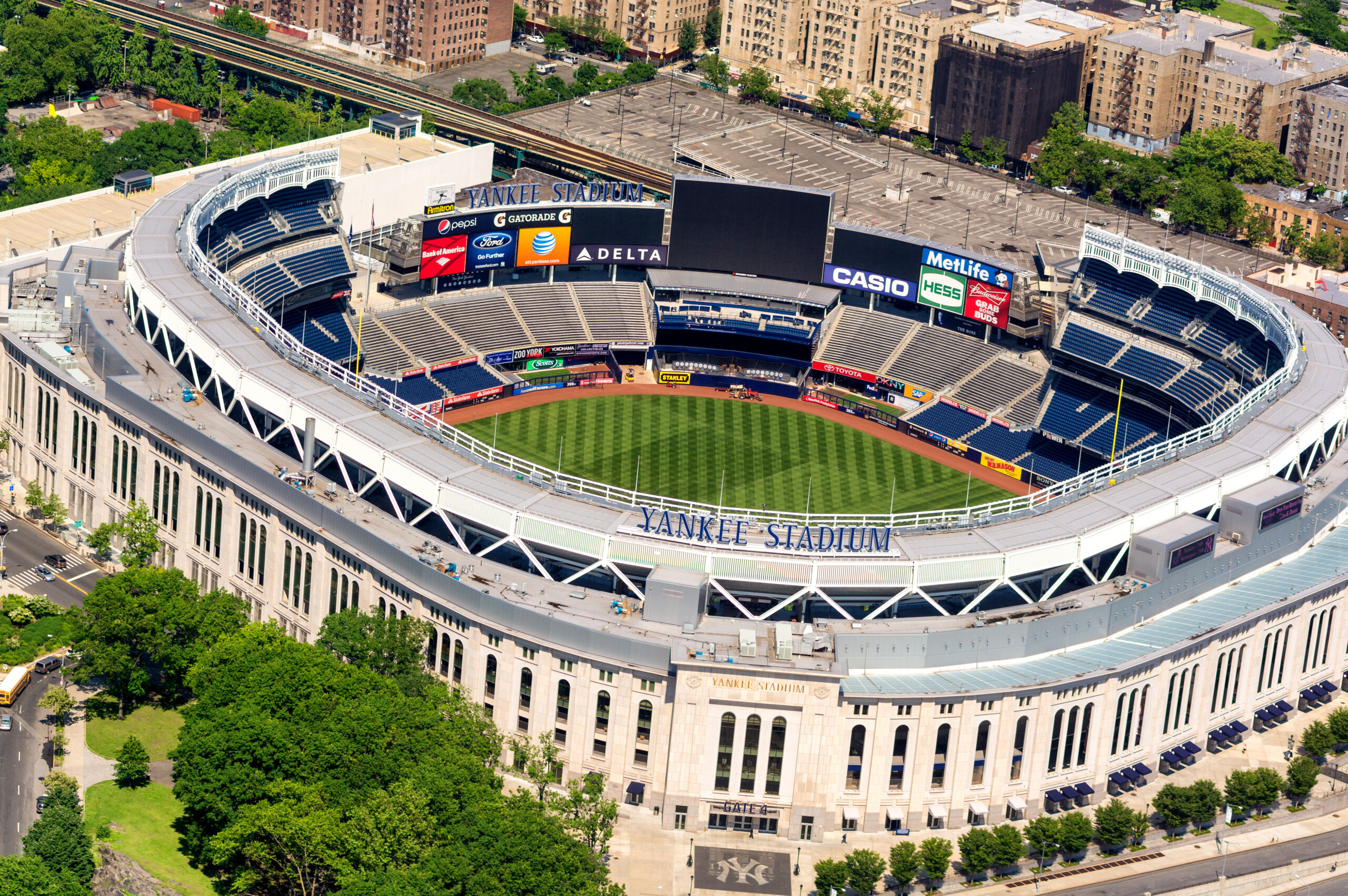 Widok z lotu ptaka na stadion drużyny baseballowej New York Yankees